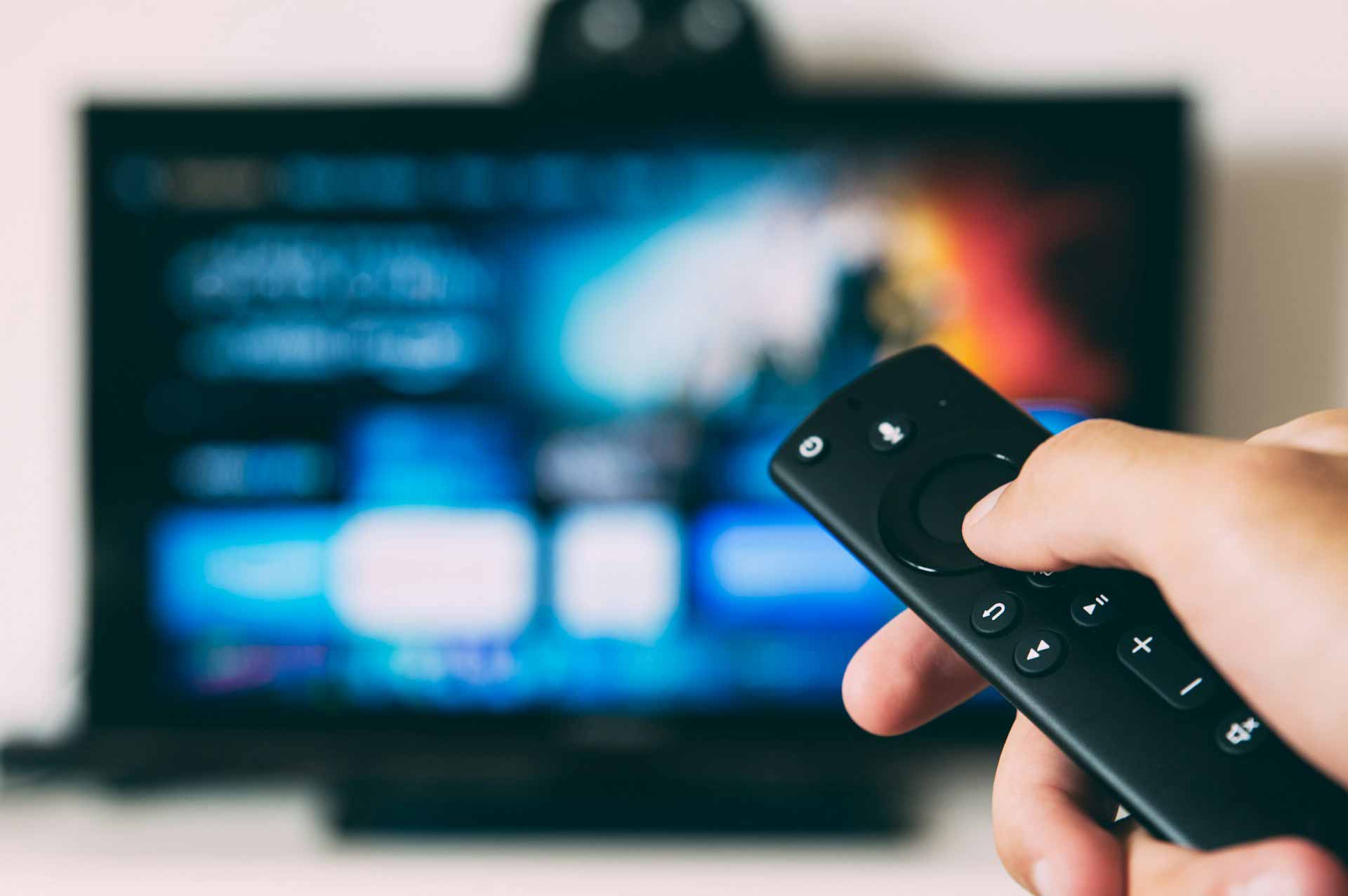 Television remote pointed at TV
